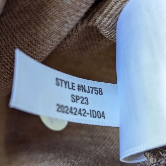 Madewell NWT Sheer Ribbed Mockneck Tee sz S in Heathered Flax - Picture 9 of 10